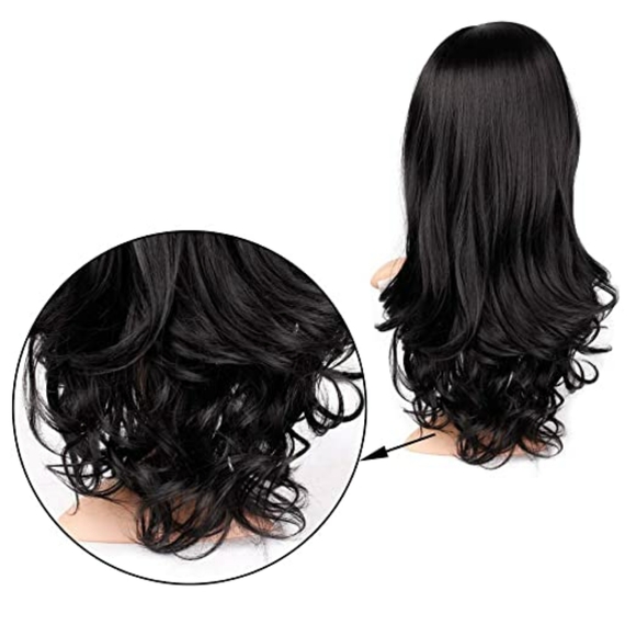 Black Wavy Wigs for Women Long Curly Wig Synthetic - Picture 2 of 4